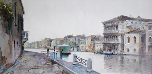 G Toare ?, pair of oils on board, Venetian canals, each indistinctly signed and inscribed verso, 18 x 38cm. Condition - good